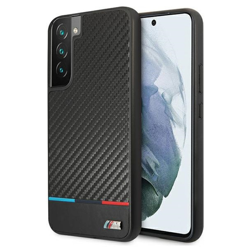 BMW BMHCS22MPUCARTCBK juodas kietasis dėklas Samsung Galaxy S22+, M Collection Triangles