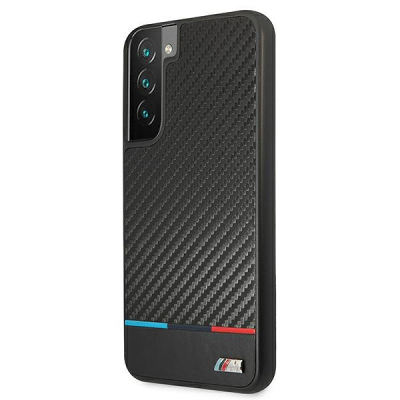 BMW BMHCS22MPUCARTCBK juodas kietasis dėklas Samsung Galaxy S22+, M Collection Triangles