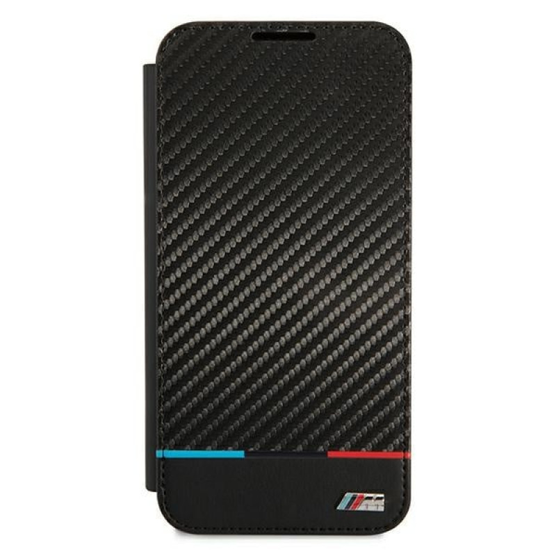 BMW BMBKS22MPUCARTCBK juodas atverčiamas dėklas Samsung Galaxy S22+, M Collection Triangles