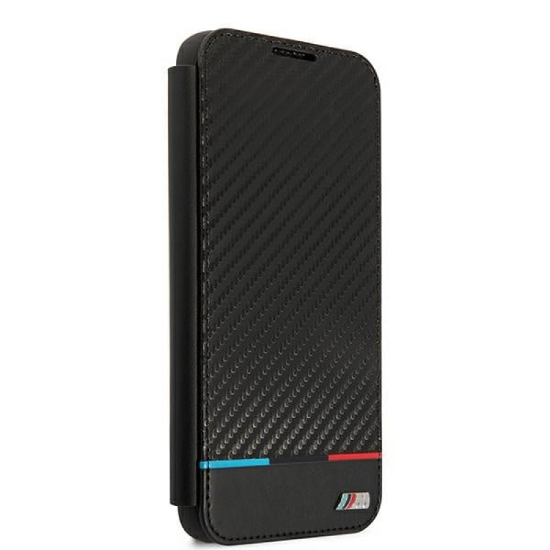 BMW BMBKS22MPUCARTCBK juodas atverčiamas dėklas Samsung Galaxy S22+, M Collection Triangles