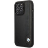 BMW BMHCP14L22RBDK Leather Blue Dots kietasis dėklas skirtas iPhone 14 Pro 6,1", juodas