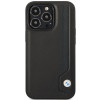 BMW BMHCP14X22RBDK Leather Blue Dots kietasis dėklas skirtas iPhone 14 Pro Max 6,7", juodas