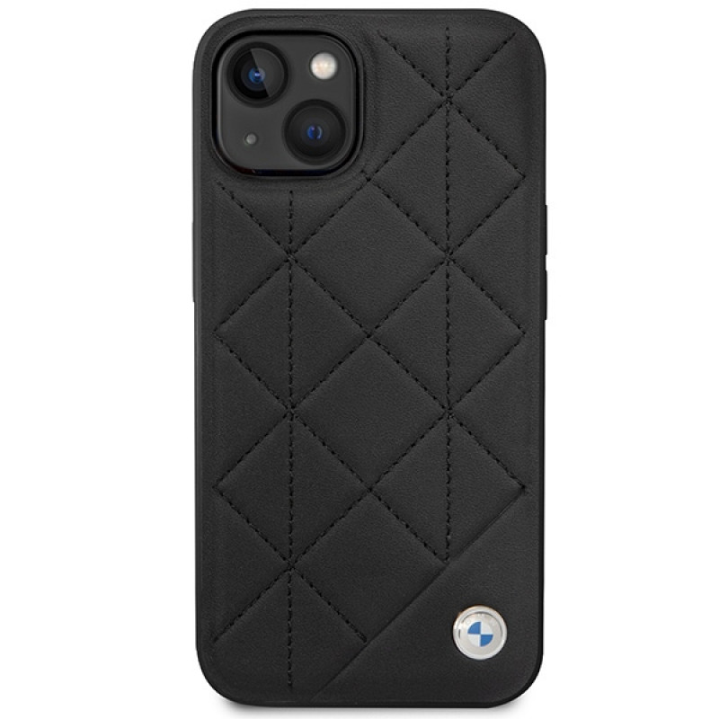 BMW BMHCP14S22RQDK Leather Quilted kietasis dėklas skirtas iPhone 14 6,1", juodas