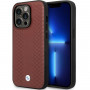 BMW BMHCP14L22RFGR Leather Diamond Pattern kietasis dėklas skirtas iPhone 14 Pro 6,1", bordinis