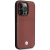 BMW BMHCP14L22RFGR Leather Diamond Pattern kietasis dėklas skirtas iPhone 14 Pro 6,1", bordinis
