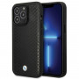 BMW BMHCP14L22RFGK Leather Diamond Pattern kietasis dėklas skirtas iPhone 14 Pro 6,1", juodas