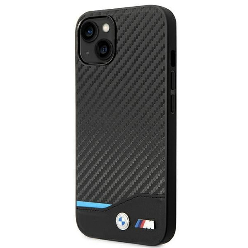 BMW BMHCP14M22NBCK telefono dėklas, skirtas iPhone 14 Plus, juodas, Leather Carbon