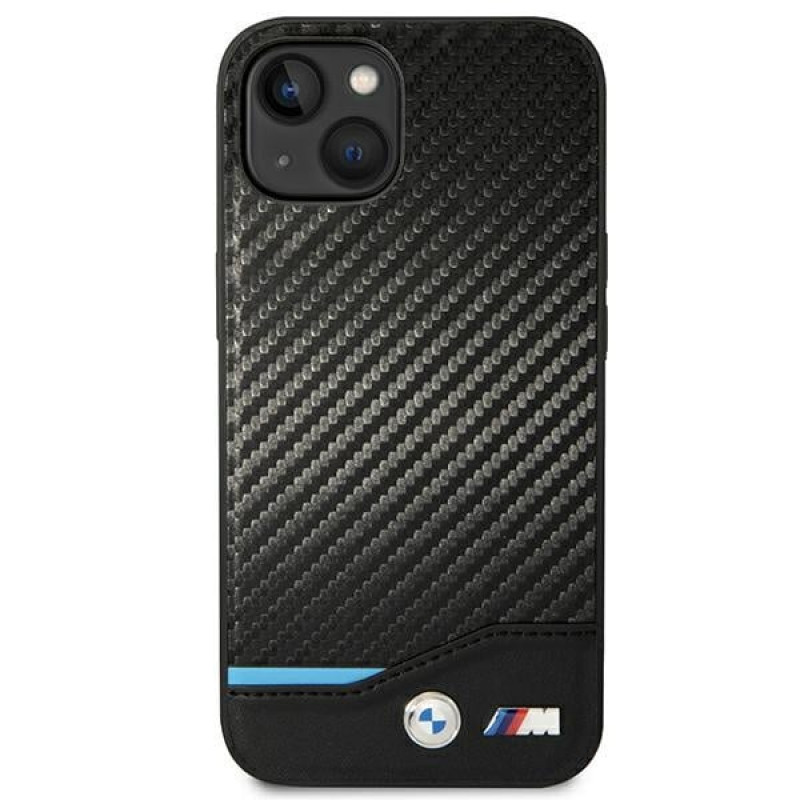 BMW BMHCP14M22NBCK telefono dėklas, skirtas iPhone 14 Plus, juodas, Leather Carbon