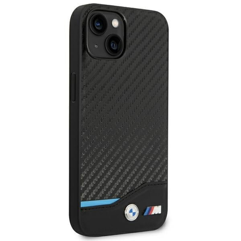 BMW BMHCP14M22NBCK telefono dėklas, skirtas iPhone 14 Plus, juodas, Leather Carbon