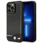 BMW BMHCP14L22NBCK telefono dėklas, skirtas iPhone 14 Pro, juodas, Leather Carbon