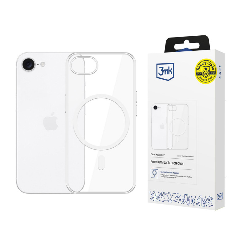 3MK Clear MagCase dėklas telefonams Apple iPhone 17e / 16e, skaidrus, su MagSafe