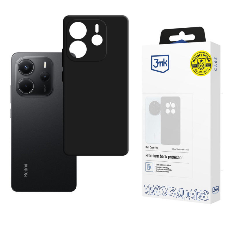3MK Matt Case Pro juodas dėklas Xiaomi Redmi Note 14 4G