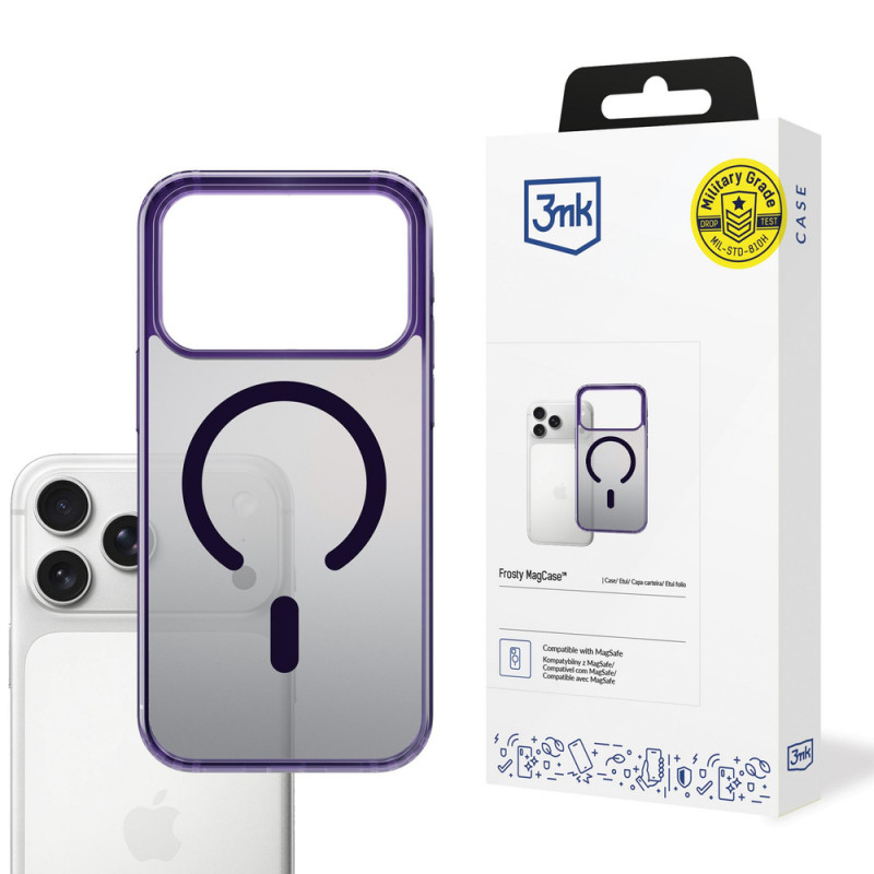 3mk Frosty MagCase dėklas, skirtas Apple iPhone 17 Pro Max, violetinis