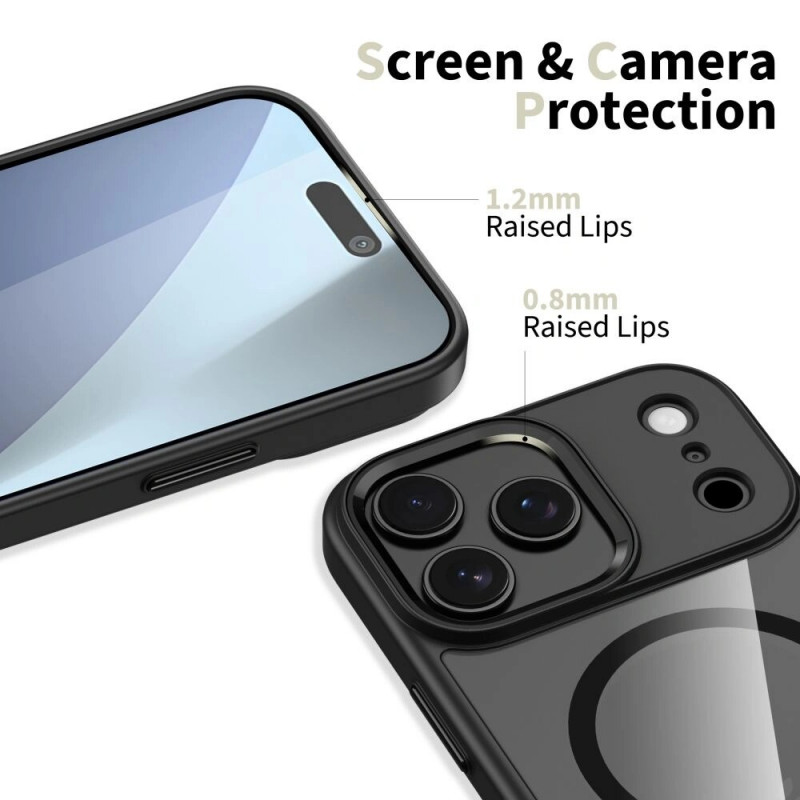 Tech-Protect MagMat MagSafe dėklas Apple iPhone 17 Pro Max telefonui, juodas/skaidrus