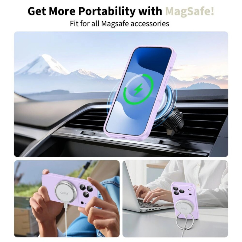 Tech-Protect Silicone MagSafe dėklas Apple iPhone 17 Pro telefonui, alyvinis, THP4521