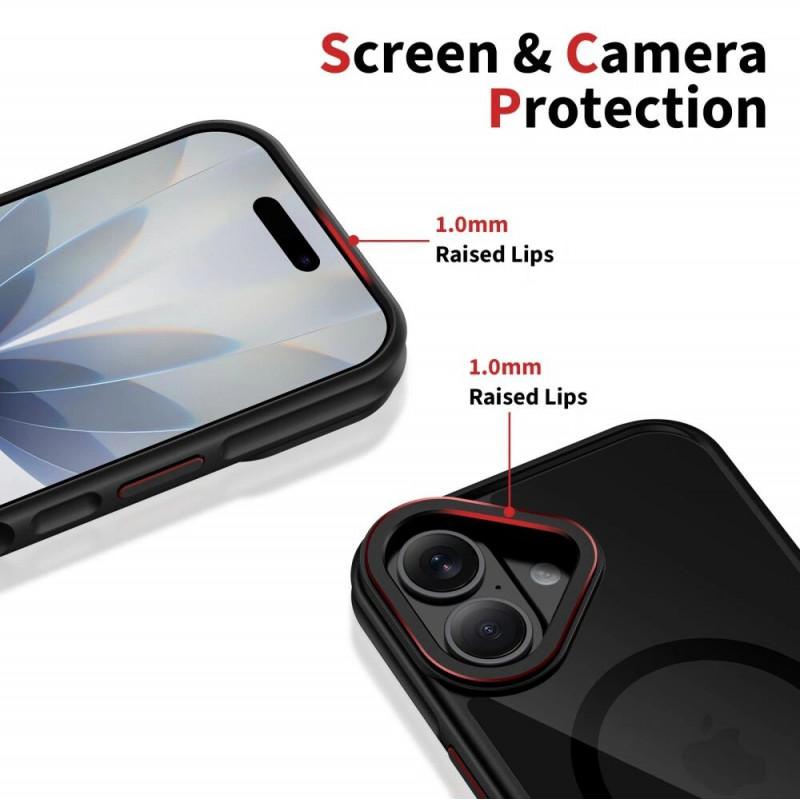 Tech-Protect MagHybrid MagSafe dėklas Apple iPhone 17 telefonui, juodas/raudonas