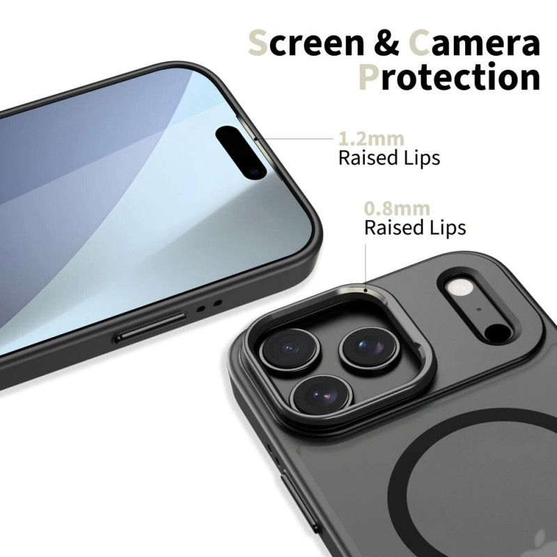 Tech-Protect Magstand MagSafe dėklas, skirtas Apple iPhone 17 Pro, matinės juodos spalvos
