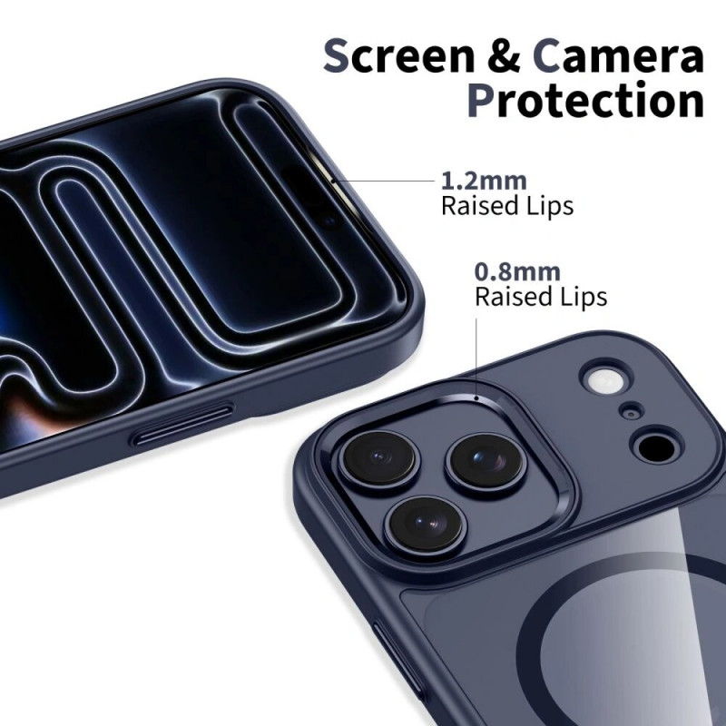 Tech-Protect MagMat MagSafe apsauginis dėklas Apple iPhone 17 Pro Max, tamsiai mėlynas/skaidrus