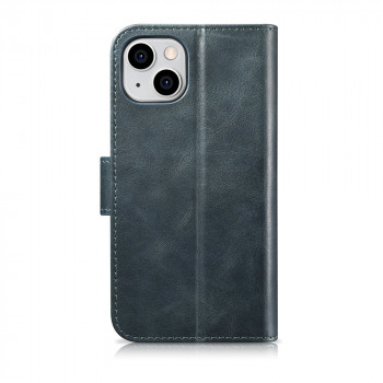 iCarer Oil Wax Wallet Case 2in1 Anti-RFID odinis dėklas-knygelė, skirtas iPhone 14 Plus, mėlynas (WMI14220723-BU)