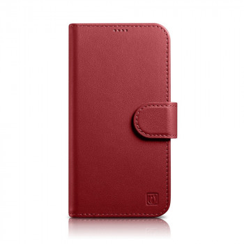 iCarer Wallet Case 2in1 Anti-RFID odinis dėklas-knygelė, skirtas iPhone 14 Plus, raudonas (WMI14220727-RD)