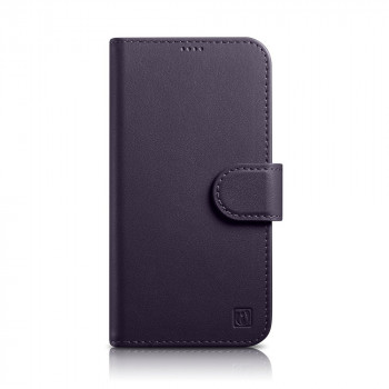 iCarer Wallet Case 2in1 Anti-RFID odinis dėklas-knygelė, skirtas iPhone 14 Plus, tamsiai violetinis (WMI14220727-DP)