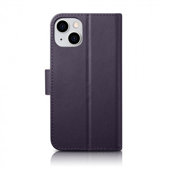 iCarer Wallet Case 2in1 Anti-RFID odinis dėklas-knygelė, skirtas iPhone 14 Plus, tamsiai violetinis (WMI14220727-DP)