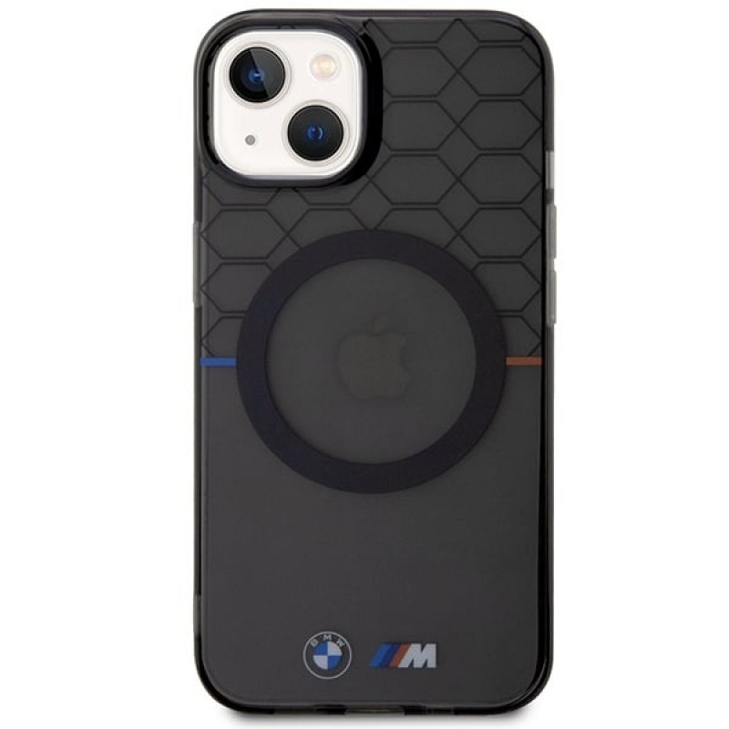 BMW Pattern MagSafe kietasis dėklas Apple iPhone 14, pilkas (BMHMP14SHGPK)