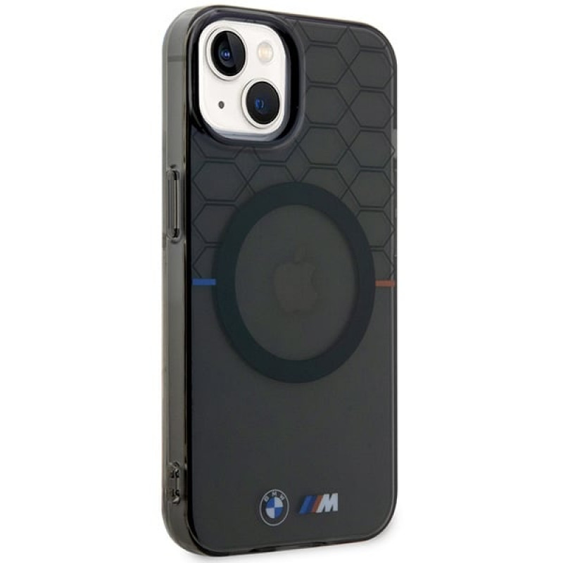 BMW Pattern MagSafe kietasis dėklas Apple iPhone 14, pilkas (BMHMP14SHGPK)