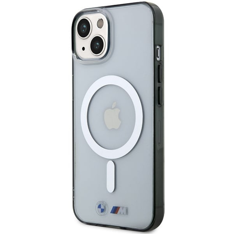 BMW Silver Ring MagSafe kietas dėklas Apple iPhone 14 Plus / 15 Plus, permatomas