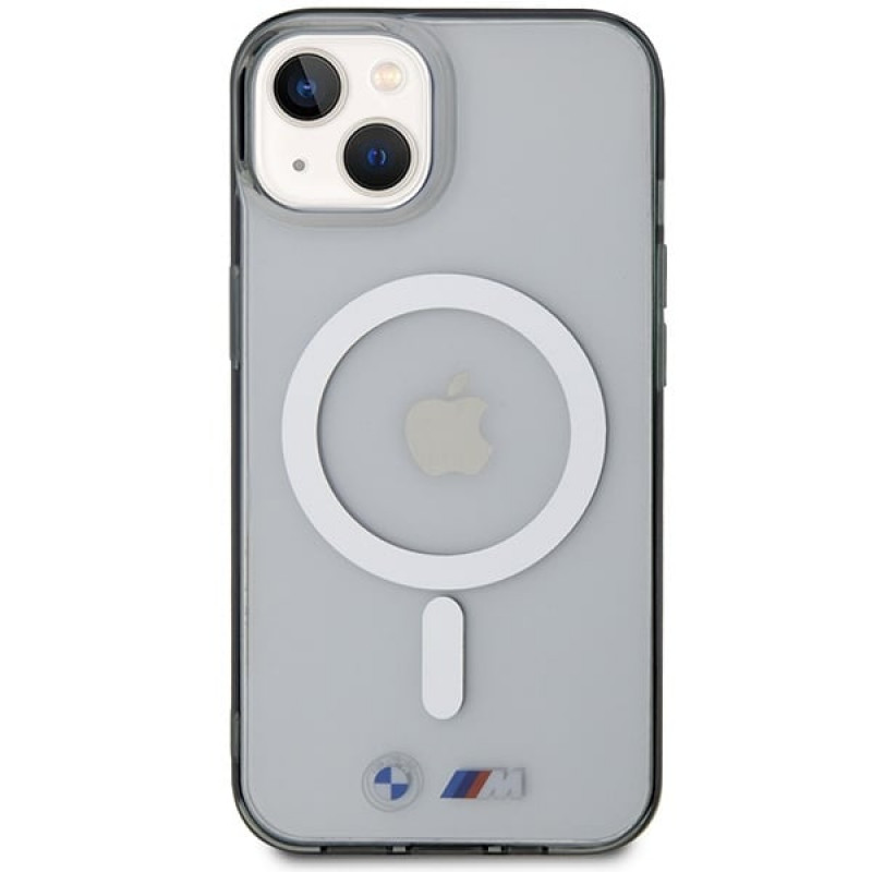 BMW Silver Ring MagSafe kietas dėklas Apple iPhone 14 Plus / 15 Plus, permatomas