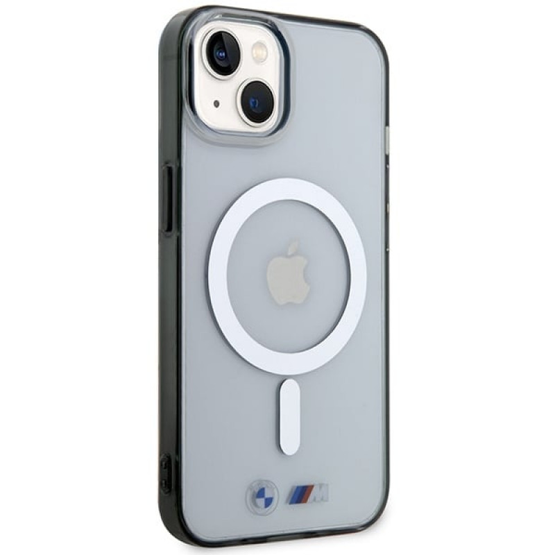 BMW Silver Ring MagSafe kietas dėklas Apple iPhone 14 Plus / 15 Plus, permatomas