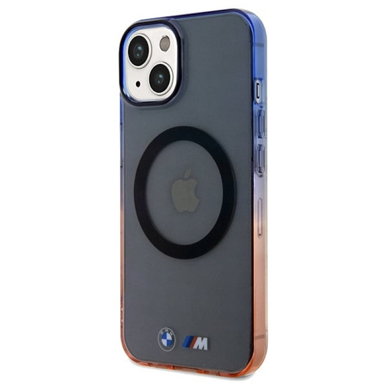 BMW Gradient Bumper MagSafe kietasis dėklas, skirtas Apple iPhone 15 Plus / 14 Plus, pilkas