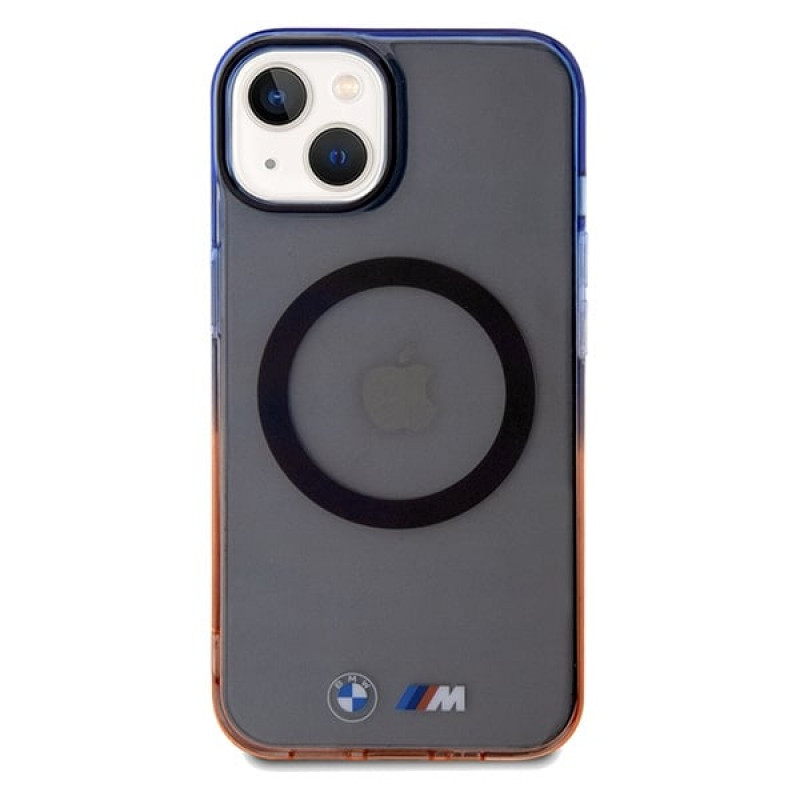 BMW Gradient Bumper MagSafe kietasis dėklas, skirtas Apple iPhone 15 Plus / 14 Plus, pilkas