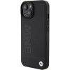 BMW Leather Hot Stamp MagSafe dėklas Apple iPhone 15 Plus / 14 Plus, juodas