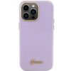 Guess GUHCP15XPGMCSL Glitter Glossy Script dėklas Apple iPhone 15 Pro Max, alyvinis