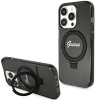 Guess Ring Stand Script Glitter MagSafe kietasis dėklas, skirtas Apple iPhone 15 Pro Max, juodas