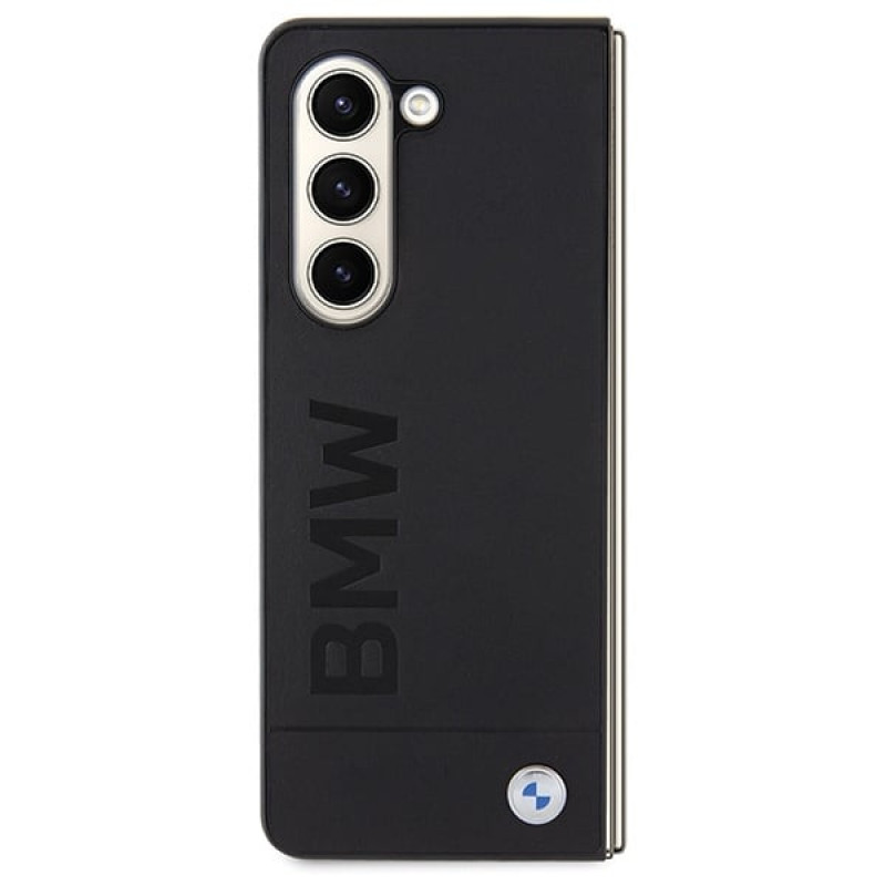 BMW Signature Logo Imprint kietas dėklas Samsung Galaxy Z Fold5, juodas