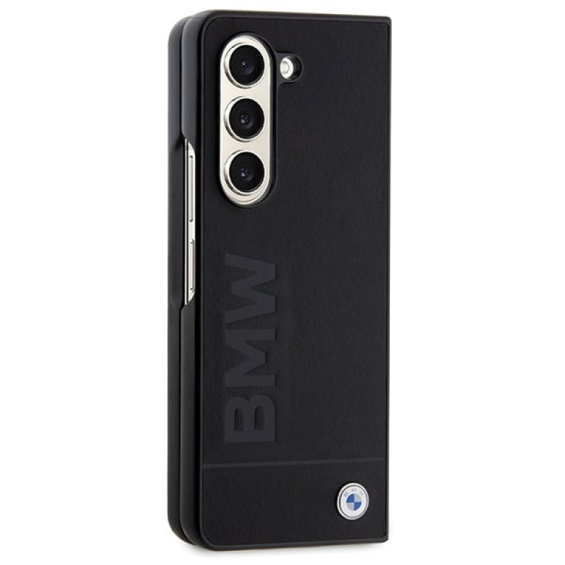 BMW Signature Logo Imprint kietas dėklas Samsung Galaxy Z Fold5, juodas