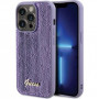 Guess Sequin Script Metal kietasis dėklas Apple iPhone 15 Pro Max, purpurinis (GUHCP15XPSFDGSU)