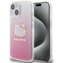 Hello Kitty HKHCP15SHDGKEP IML Gradient Electrop Kitty Head kietasis dėklas, skirtas Apple iPhone 15 6.1", rausvas
