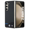 BMW BMHCZFD522NBCK Leather Carbon dėklas su kietu korpusu, skirtas Samsung Galaxy Z Fold5, juodas