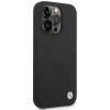 BMW Silicone Metal Logo BMHCP15LSILBK dėklas Apple iPhone 15 Pro, juodas