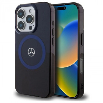 Mercedes-Benz MB Double Layer BiColor MagSafe dėklas Apple iPhone 16 Pro Max, juodas mėlynas