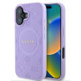 Guess Saffiano Peony Stamp MagSafe dėklas Apple iPhone 16, purpurinis