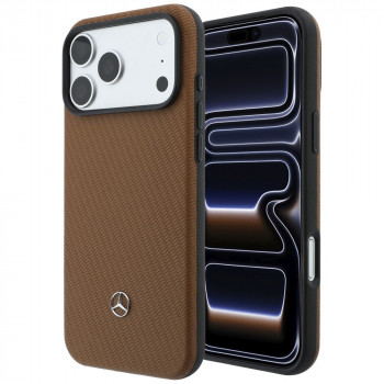 Mercedes-Benz Grill Pattern Leather MagSafe dėklas ir kortelių dėklas-rinkinys Apple iPhone 18 Pro Max / 17 Pro Max, camel