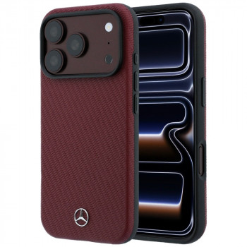 Mercedes-Benz Grill Pattern Leather MagSafe apsauginis dėklas su kortelių dėklu Apple iPhone 18 Pro / 17 Pro, bordo spalvos