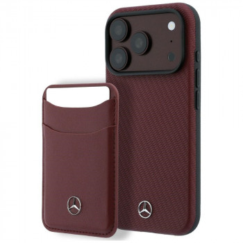 Mercedes-Benz Grill Pattern odinis MagSafe dėklas su kortelių dėklu, skirtas Apple iPhone 18 Pro Max / 17 Pro Max, juodas