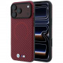 BMW M Carbon Printed Ring MagSafe apsauginis dėklas, skirtas Apple iPhone 18 Pro Max / 17 Pro Max, raudonas