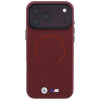 BMW M Carbon Printed Ring MagSafe apsauginis dėklas, skirtas Apple iPhone 18 Pro Max / 17 Pro Max, raudonas