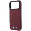 BMW M Carbon Printed Ring MagSafe apsauginis dėklas, skirtas Apple iPhone 18 Pro Max / 17 Pro Max, raudonas